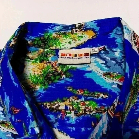 Vintage Royal Hong Hong Yacht  Club 💯 cotton short sleeve button down. Men's2XL - Picture 7 of 7